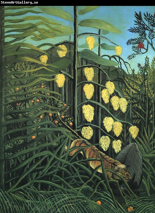 Henri Rousseau In a Tropical Forest: Fight Between a Tiger and a Bull